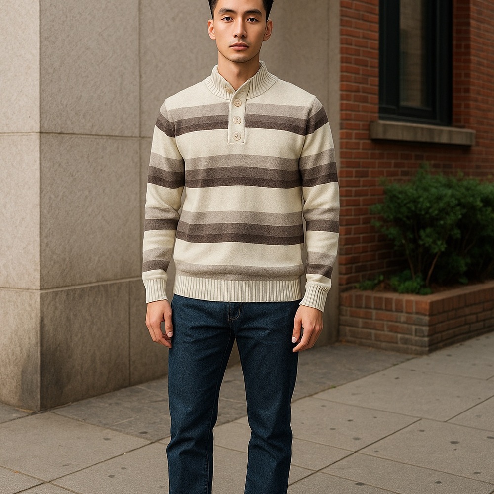 Retrofit Long Sleeve Sweater Boys L 3 Button Top New With Tags